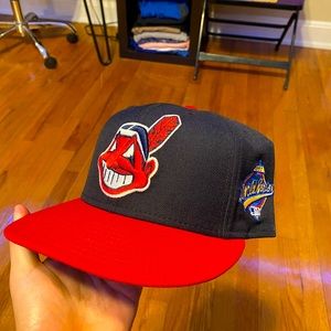 COPY - Cleveland Indians fitted hat with side patch and grey under brim